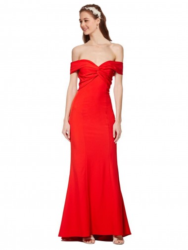 Sleeveless Red Off the Shoulder Stretch Crepe Mermaid Bridesmaid Dress / Formal Dress Brisbane