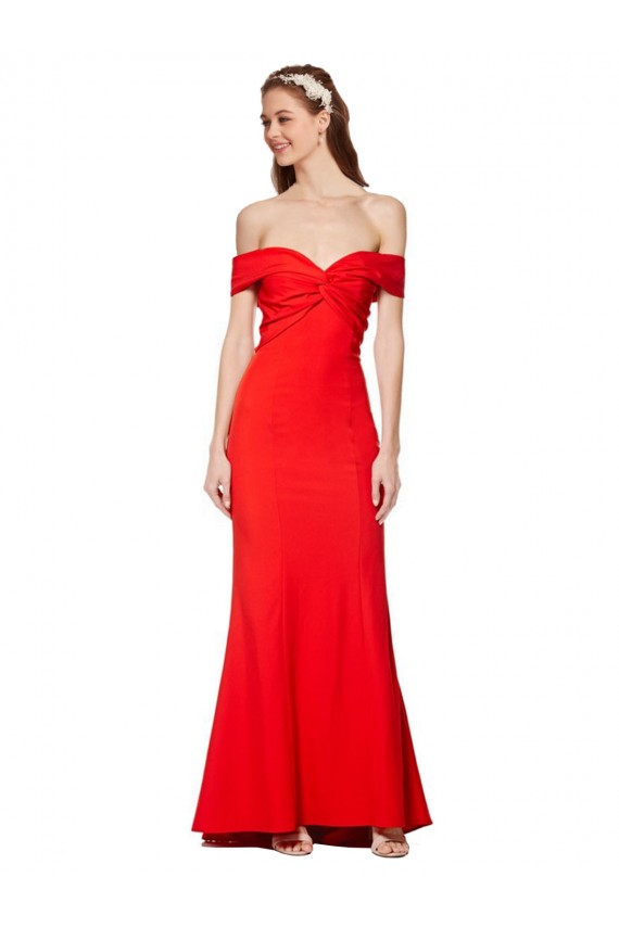 Sleeveless Red Off the Shoulder Stretch Crepe Mermaid Bridesmaid Dress / Formal Dress Brisbane