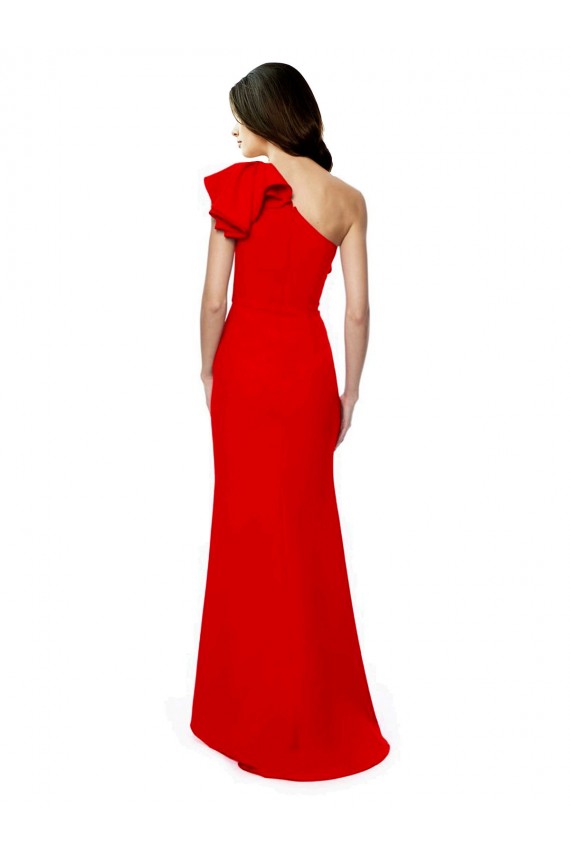Sleeveless Red One Shoulder Stretch Crepe Mermaid Formal Dress / Bridesmaid Dress Brisbane