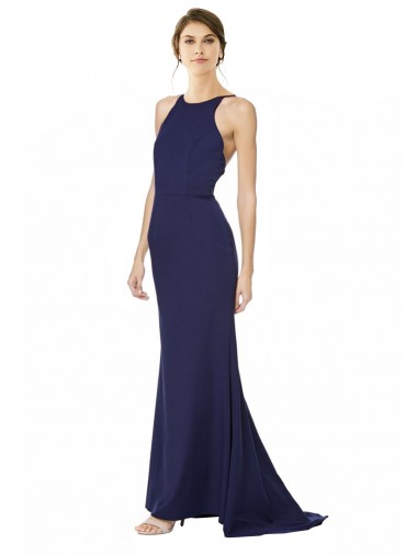 Sleeveless Halter Neck Criss Cross Open Back Stretch Crepe Mermaid Formal Evening Gown / Prom Dress / Bridesmaid Dress Brisbane