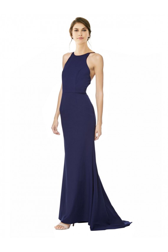 Sleeveless Halter Neck Criss Cross Open Back Stretch Crepe Mermaid Formal Evening Gown / Prom Dress / Bridesmaid Dress Brisbane