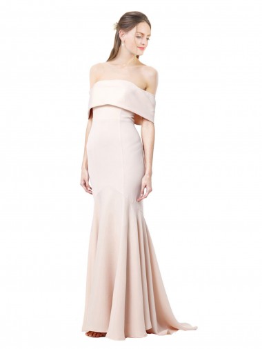 Sleeveless Nude Off the Shoulder Stretch Crepe Mermaid Formal Evening Gown / Prom Dress / Bridesmaid Dress Brisbane