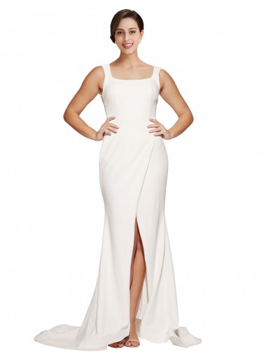 Sleeveless Square Neck Low Back Stretch Crepe Sheath Semi Formal Evening Dress / Prom Dress / Bridesmaid Dress Brisbane
