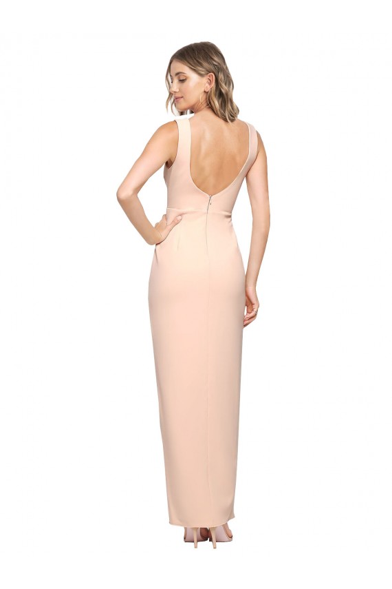 Sleeveless Square Neck Stretch Crepe Sheath Formal Evening Gown / Prom Dress / Bridesmaid Dress Brisbane