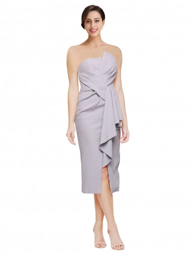 Sleeveless Strapless Low Back Stretch Crepe Sheath High Low Evening Gown / Prom Dress / Bridesmaid Dress Brisbane