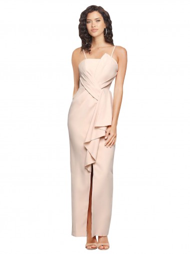 Sleeveless Nude Strapless Low Back Stretch Crepe Sheath Semi Formal Evening Dress / Prom Dress / Bridesmaid Dress Brisbane