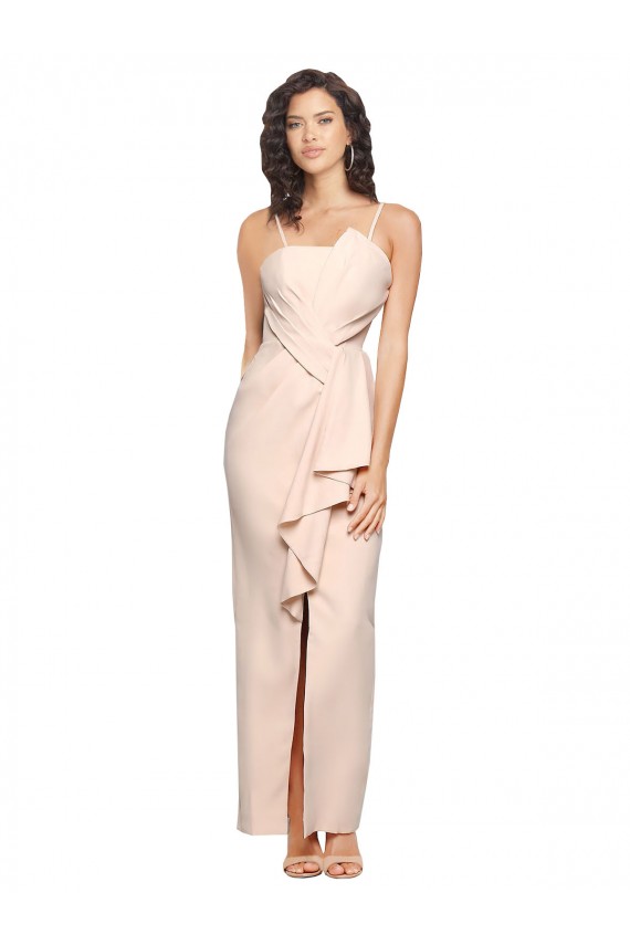 Sleeveless Nude Strapless Low Back Stretch Crepe Sheath Semi Formal Evening Dress / Prom Dress / Bridesmaid Dress Brisbane
