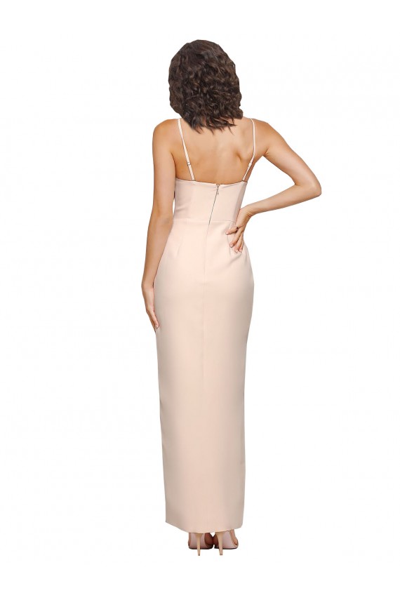 Sleeveless Nude Strapless Low Back Stretch Crepe Sheath Semi Formal Evening Dress / Prom Dress / Bridesmaid Dress Brisbane
