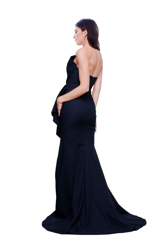 Sleeveless Dark Navy Strapless Low Back Stretch Crepe Sheath Semi Formal Evening Dress / Prom Dress / Bridesmaid Dress Brisbane