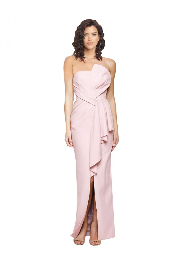 Sleeveless Pink Strapless Low Back Stretch Crepe Sheath Formal Dress / Bridesmaid Dress Brisbane