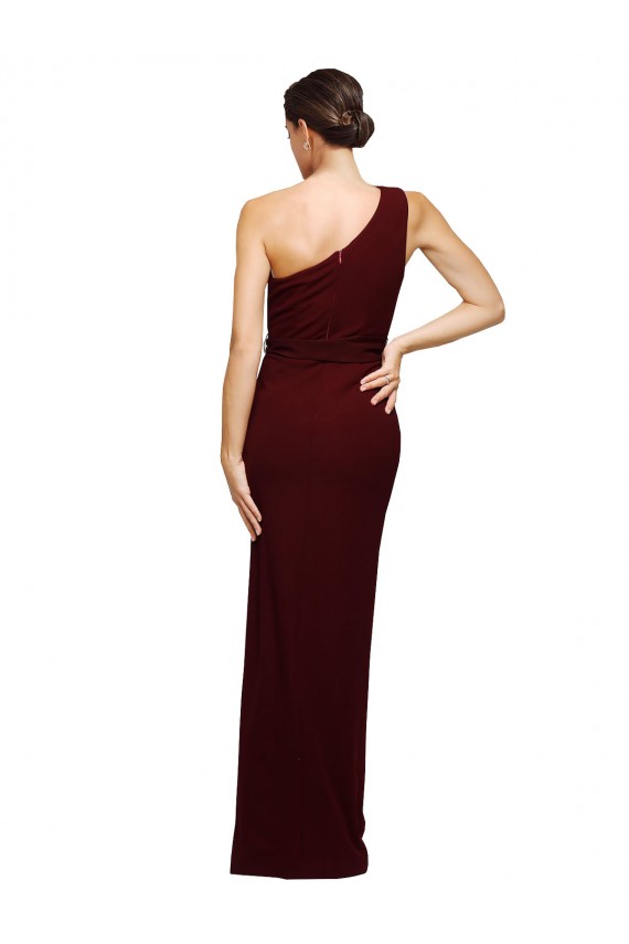 Sleeveless One Shoulder Stretch Crepe Sheath Black Tie Evening Gown / Prom Dress / Bridesmaid Dress Brisbane