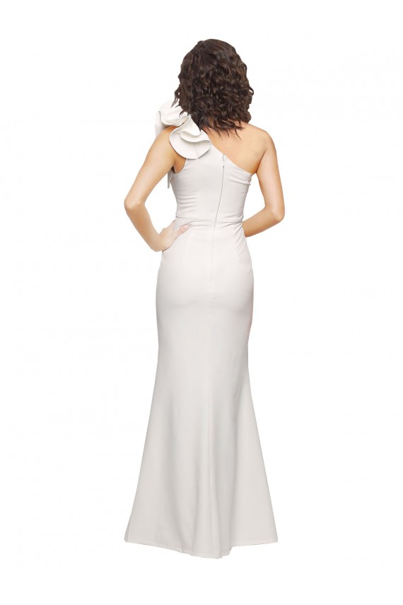 Sleeveless Ivory One Shoulder Stretch Crepe Sheath Formal Evening Dress / Bridesmaid Dress Brisbane
