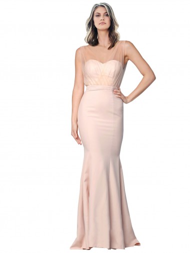 Sleeveless Sweetheart Low Back Stretch Crepe & Tulle Sheath Formal Evening Gown / Prom Dress / Bridesmaid Dress Brisbane