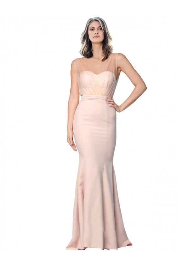 Sleeveless Sweetheart Low Back Stretch Crepe & Tulle Sheath Formal Evening Gown / Prom Dress / Bridesmaid Dress Brisbane