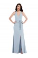 Sleeveless Light Sky Blue Halter Neck Open Back Stretch Crepe A-Line Formal Evening Gown / Prom Dress / Bridesmaid Dress Brisbane