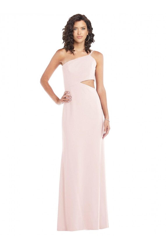 Sleeveless Pink One Shoulder Stretch Crepe Trumpet Formal Evening Gown / Prom Dress / Bridesmaid Dress Brisbane