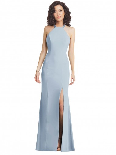 Sleeveless Halter Neck Criss Cross Back Stretch Crepe Trumpet Formal Evening Gown / Prom Dress / Bridesmaid Dress Brisbane