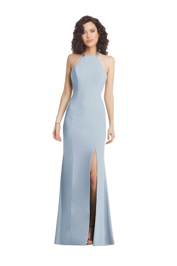 Sleeveless Halter Neck Criss Cross Back Stretch Crepe Trumpet Formal Evening Gown / Prom Dress / Bridesmaid Dress Brisbane