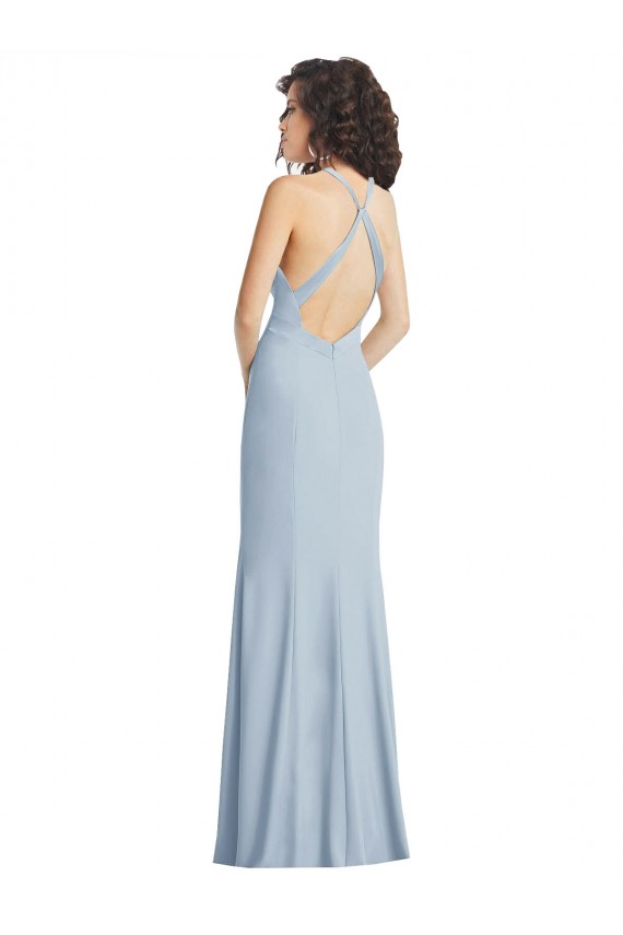 Sleeveless Halter Neck Criss Cross Back Stretch Crepe Trumpet Formal Evening Gown / Prom Dress / Bridesmaid Dress Brisbane