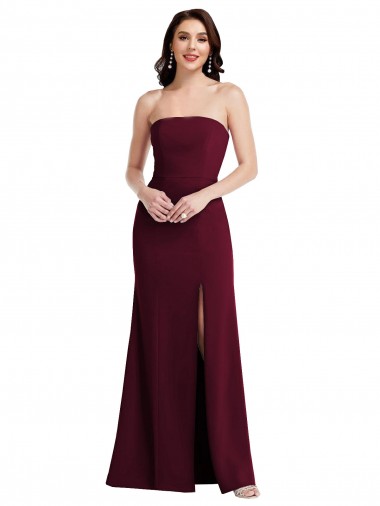Sleeveless Burgundy Gold Strapless Stretch Crepe Trumpet Semi Formal Evening Dress / Prom Dress / Bridesmaid Dress Brisbane