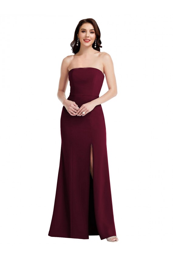 Sleeveless Burgundy Gold Strapless Stretch Crepe Trumpet Semi Formal Evening Dress / Prom Dress / Bridesmaid Dress Brisbane