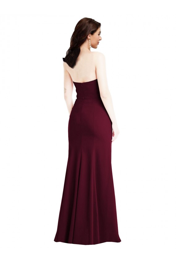 Sleeveless Burgundy Gold Strapless Stretch Crepe Trumpet Semi Formal Evening Dress / Prom Dress / Bridesmaid Dress Brisbane