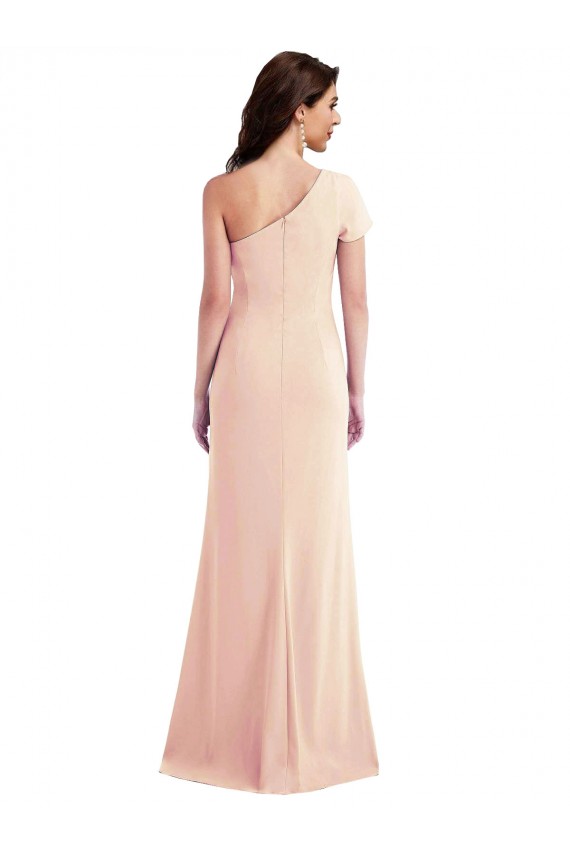 Cap Sleeves One Shoulder Stretch Crepe Trumpet Formal Evening Gown / Prom Dress / Bridesmaid Dress Brisbane