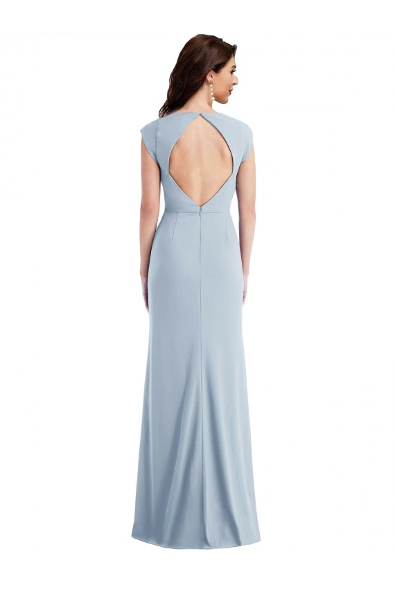 Cap Sleeves Open Back Stretch Crepe Trumpet Formal Evening Gown / Prom Dress / Bridesmaid Dress Brisbane