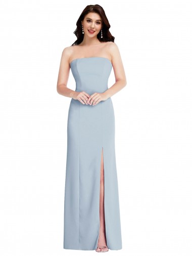 Sleeveless Light Sky Blue Strapless Low Back Stretch Crepe A-Line Formal Evening Gown / Prom Dress / Bridesmaid Dress Brisbane