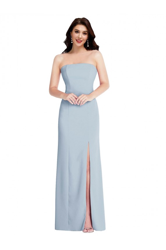 Sleeveless Light Sky Blue Strapless Low Back Stretch Crepe A-Line Formal Evening Gown / Prom Dress / Bridesmaid Dress Brisbane