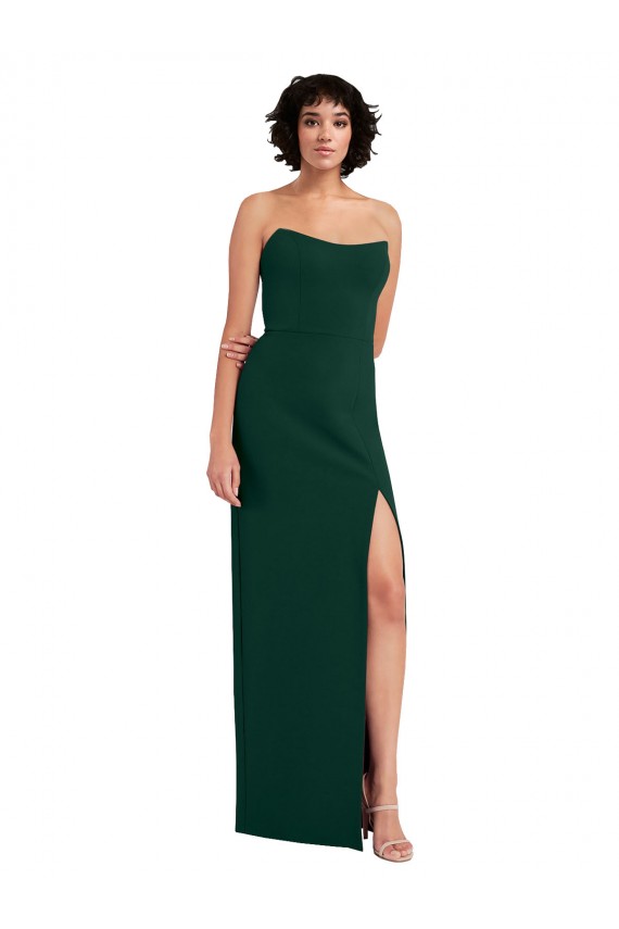 Sleeveless Midnight Green Scoop Neck Low Back Stretch Crepe Sheath Formal Evening Gown / Prom Dress / Bridesmaid Dress Brisbane