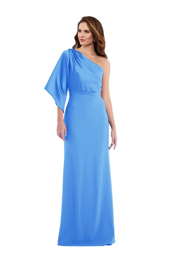 Bell Sleeves One Shoulder Stretch Crepe Trumpet Semi Formal Evening Dress / Prom Dress / Bridesmaid Dress Brisbane