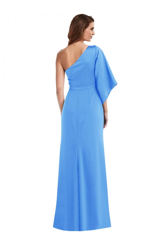Bell Sleeves One Shoulder Stretch Crepe Trumpet Semi Formal Evening Dress / Prom Dress / Bridesmaid Dress Brisbane