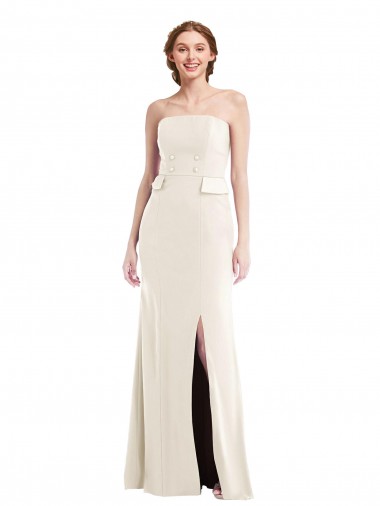 Sleeveless Ivory Strapless Stretch Crepe Trumpet Semi Formal Evening Dress / Prom Dress / Bridesmaid Dress Brisbane