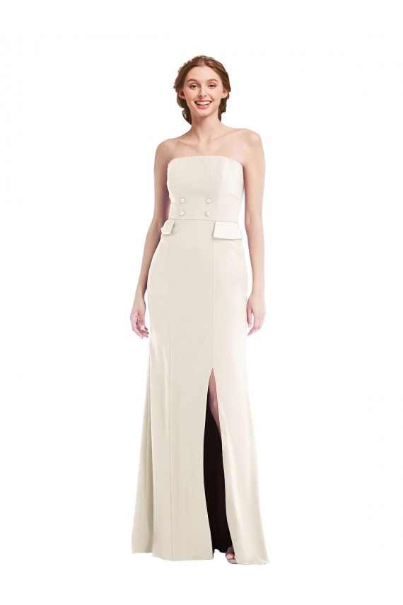 Sleeveless Ivory Strapless Stretch Crepe Trumpet Semi Formal Evening Dress / Prom Dress / Bridesmaid Dress Brisbane