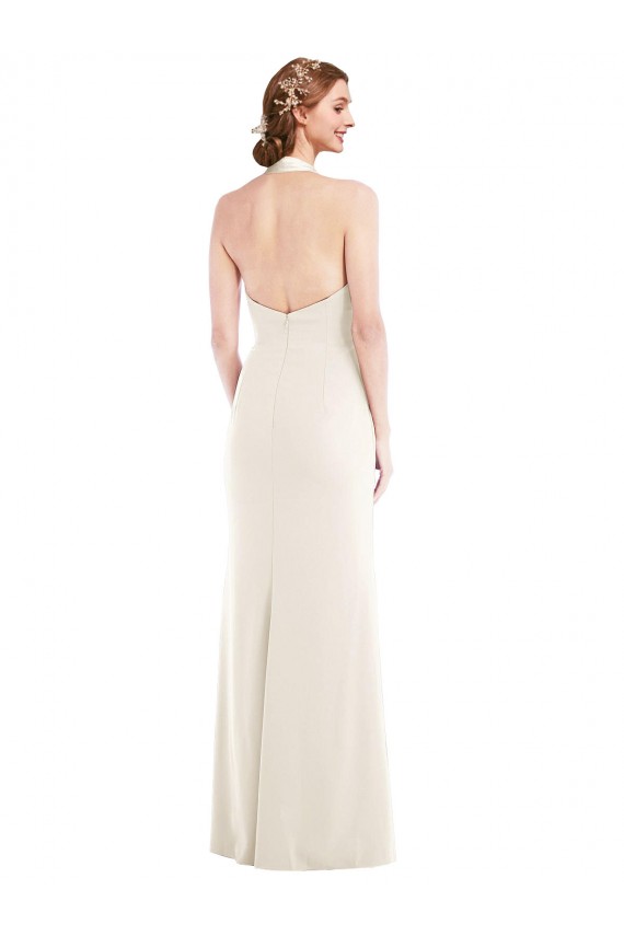 Sleeveless Halter Neck Low Back Stretch Crepe Trumpet Semi Formal Evening Dress / Prom Dress / Bridesmaid Dress Brisbane