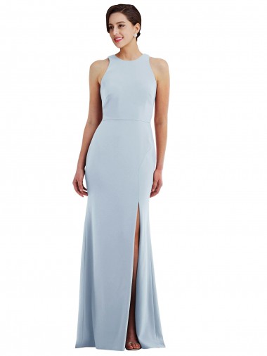 Sleeveless Light Sky Blue Halter Neck Open Back Stretch Crepe Trumpet Formal Evening Gown / Prom Dress / Bridesmaid Dress Brisbane