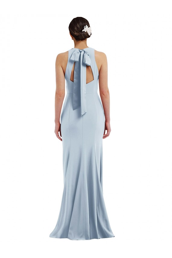 Sleeveless Light Sky Blue Halter Neck Open Back Stretch Crepe Trumpet Formal Evening Gown / Prom Dress / Bridesmaid Dress Brisbane