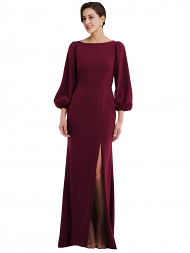 Long Sleeves Bateau Neck Open Back Stretch Crepe Trumpet Formal Evening Gown / Prom Dress / Bridesmaid Dress Brisbane