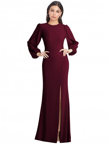 Puff Sleeves Bateau Neck Open Back Stretch Crepe Trumpet Formal Dress / Bridesmaid Dress Brisbane