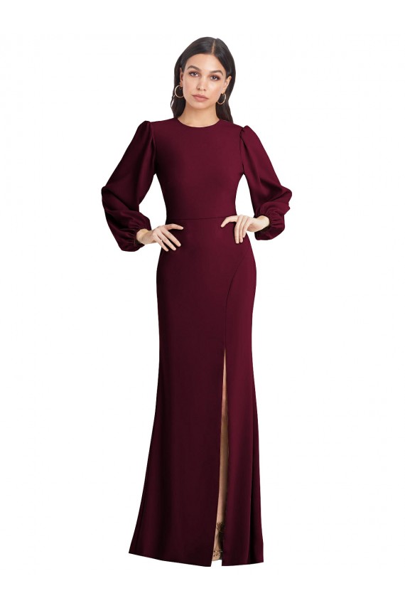 Puff Sleeves Bateau Neck Open Back Stretch Crepe Trumpet Formal Dress / Bridesmaid Dress Brisbane