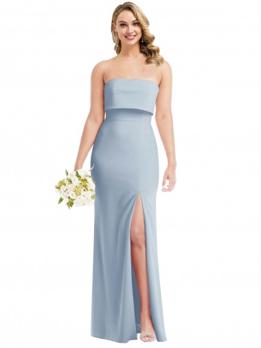 Sleeveless Light Sky Blue Strapless Low Back Stretch Crepe Trumpet Semi Formal Evening Dress / Prom Dress / Bridesmaid Dress Brisbane