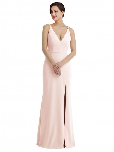 Sleeveless V-Neck V-Back Stretch Crepe Trumpet Formal Evening Gown / Prom Dress / Bridesmaid Dress Brisbane