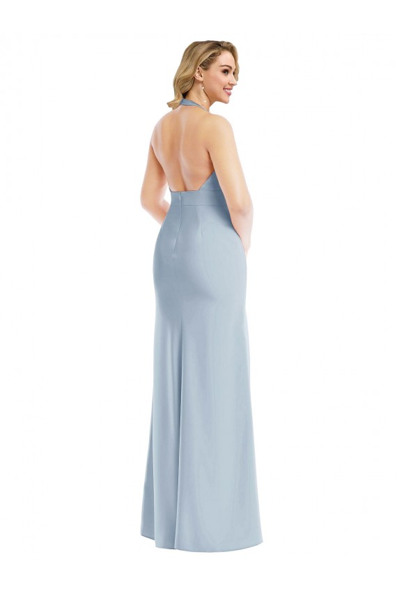 Sleeveless Halter Neck Open Back Stretch Crepe Trumpet Bridesmaid Dress / Evening Dress Brisbane