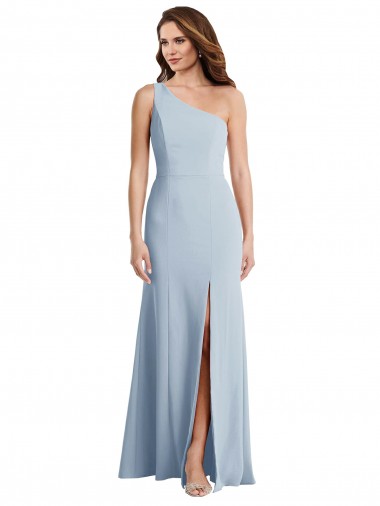 Sleeveless Light Sky Blue One Shoulder Stretch Crepe Trumpet Formal Evening Gown / Prom Dress / Bridesmaid Dress Brisbane
