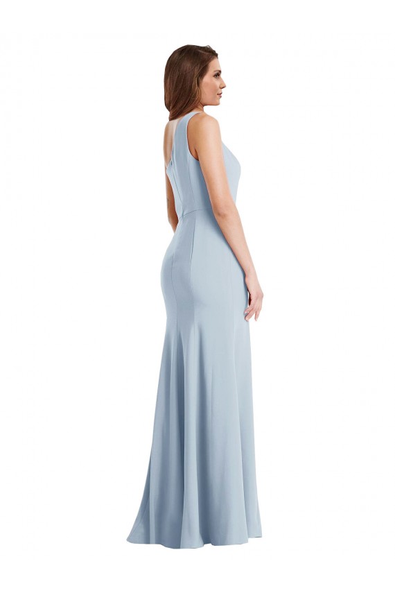 Sleeveless Light Sky Blue One Shoulder Stretch Crepe Trumpet Formal Evening Gown / Prom Dress / Bridesmaid Dress Brisbane