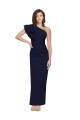 Sleeveless Dark Navy One Shoulder Stretch Crepe Sheath Prom Dresses Brisbane
