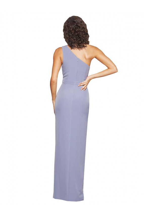Sleeveless Smoke Blue One Shoulder Stretch Crepe Sheath Formal Evening Gown / Prom Dress / Bridesmaid Dress Brisbane
