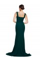Sleeveless Midnight Green Square Neck Stretch Crepe Sheath Semi Formal Evening Dress / Prom Dress / Bridesmaid Dress Brisbane