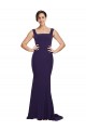 Sleeveless Dark Navy Square Neck Stretch Crepe Sheath Semi Formal Evening Dress / Prom Dress / Bridesmaid Dress Brisbane